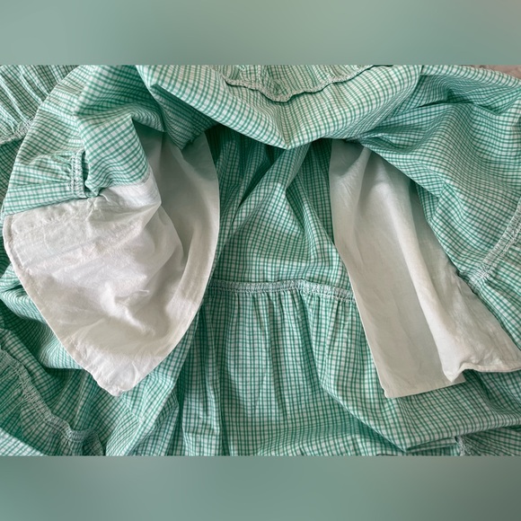 J Crew Factory Women’s Medium Green Gingham Cotton Blend Spring Tiered Dress - Picture 12 of 15